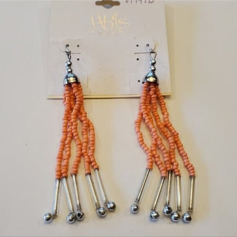 Treska waterfall dangledrop unique orange earrings